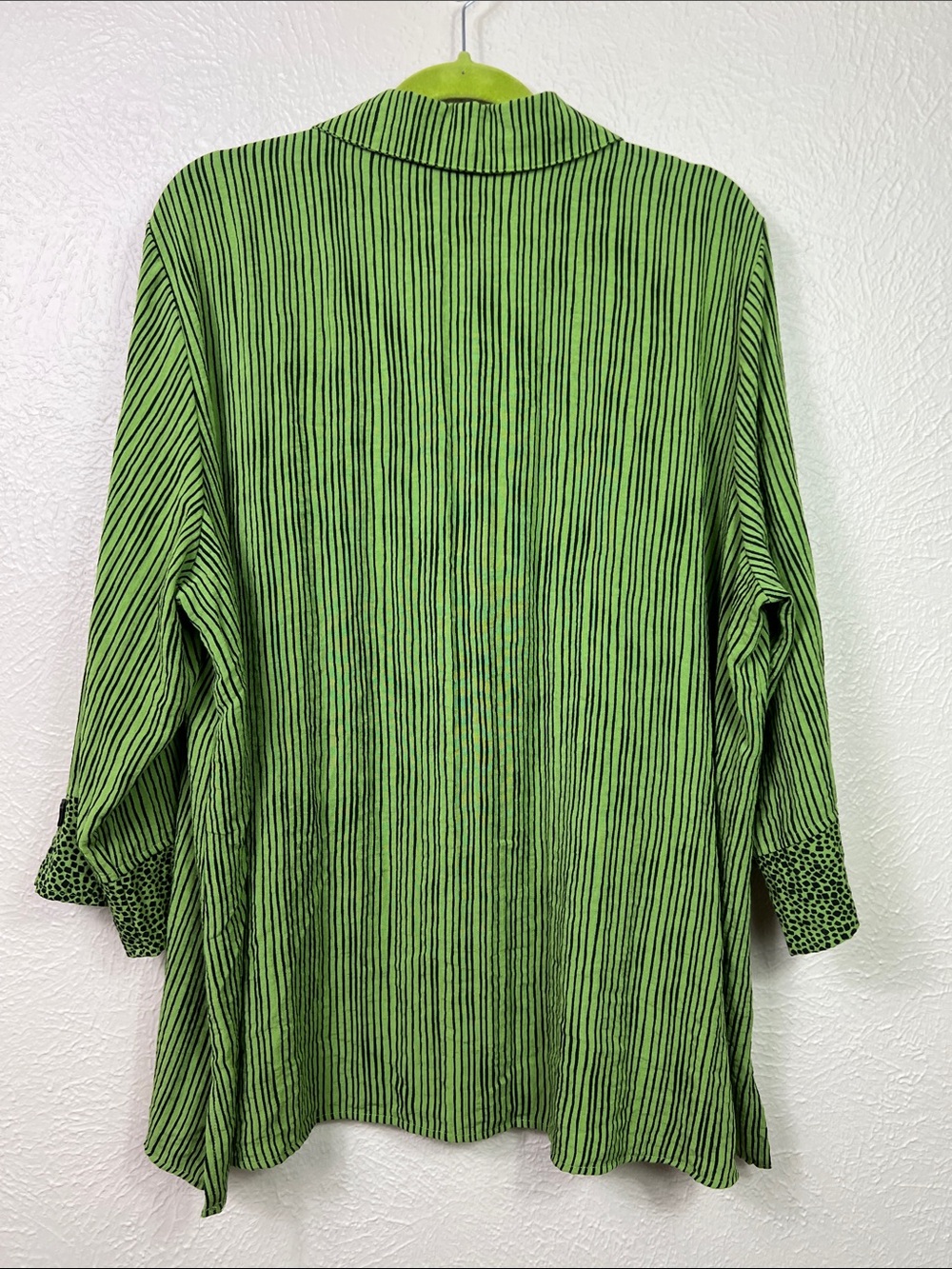 Ali Miles Green & Black Stripe 3/4 Sleeve Button Front Blouse 2X - Picture 7 of 7